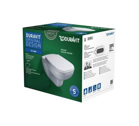 Унитаз подвесной безободковый Duravit D-Code 45700900A1 с сиденьем микролифт